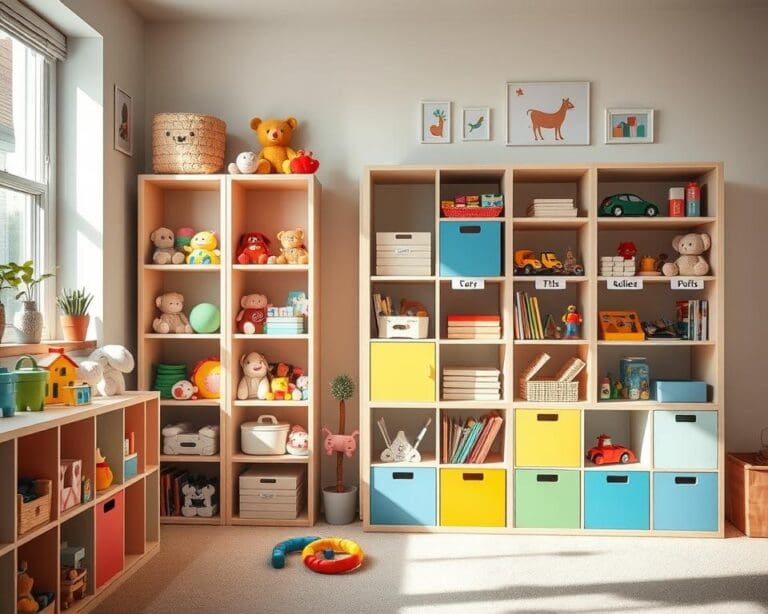 ¿Qué estantes ayudan a organizar juguetes?