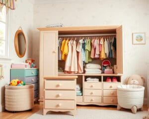 ¿Qué mueble ayuda a organizar ropa infantil?