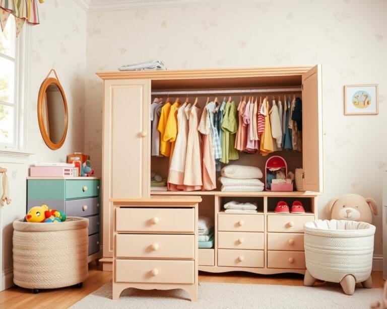 ¿Qué mueble ayuda a organizar ropa infantil?