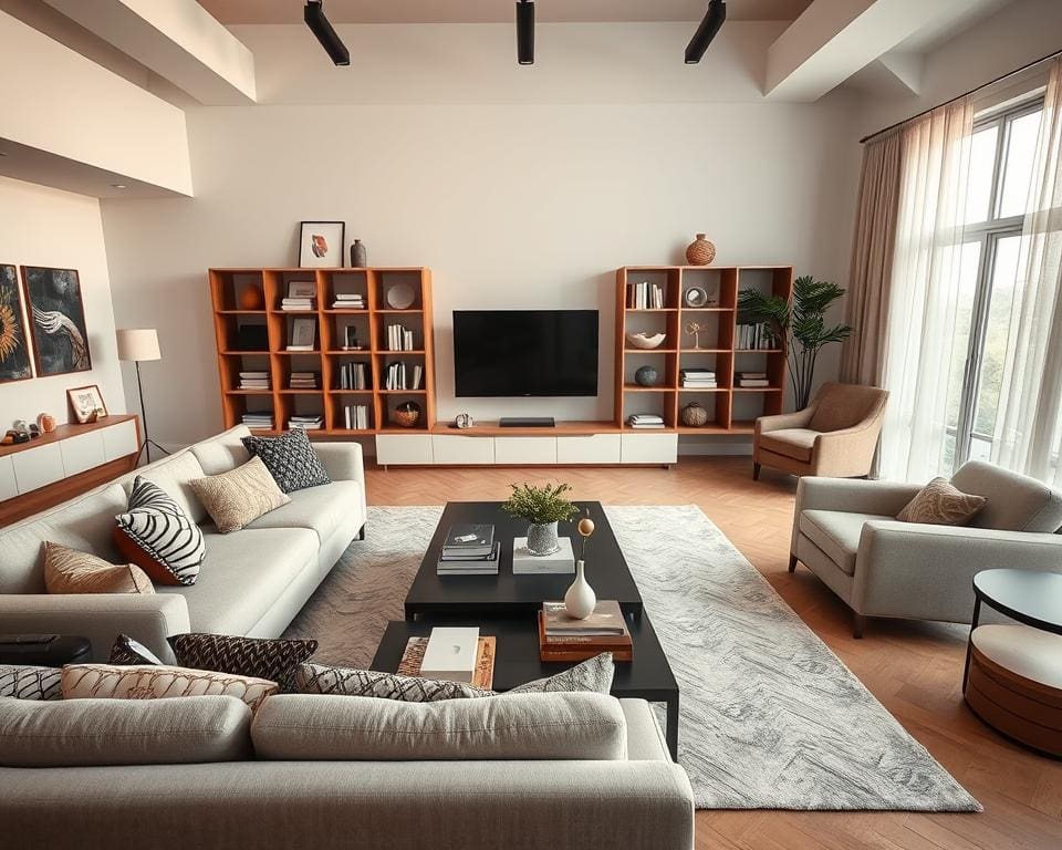 ¿Qué muebles ayudan a ordenar un salón grande?