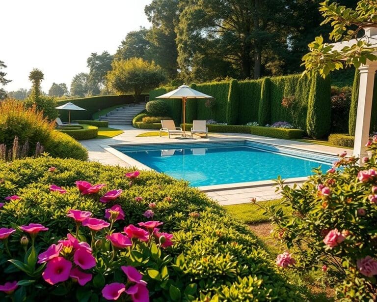 jardín piscina