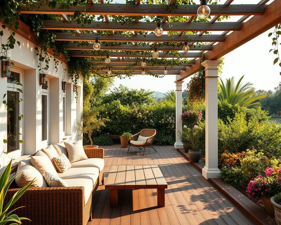 terraza con pérgola